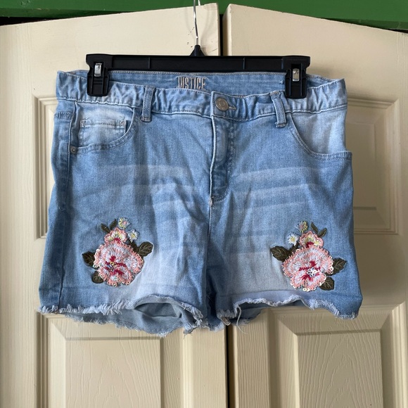 Justice Light Blue Denim Jeans with Embroidered Logo - Picture 1 of 9